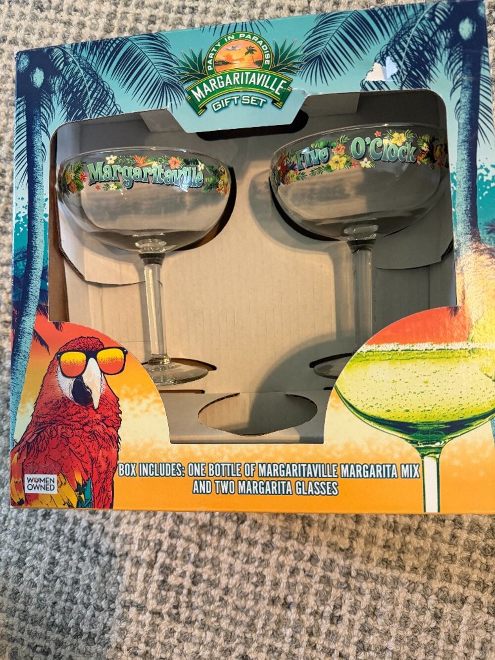 Jimmy Buffet Margaritaville glass cocktail glasses (2)